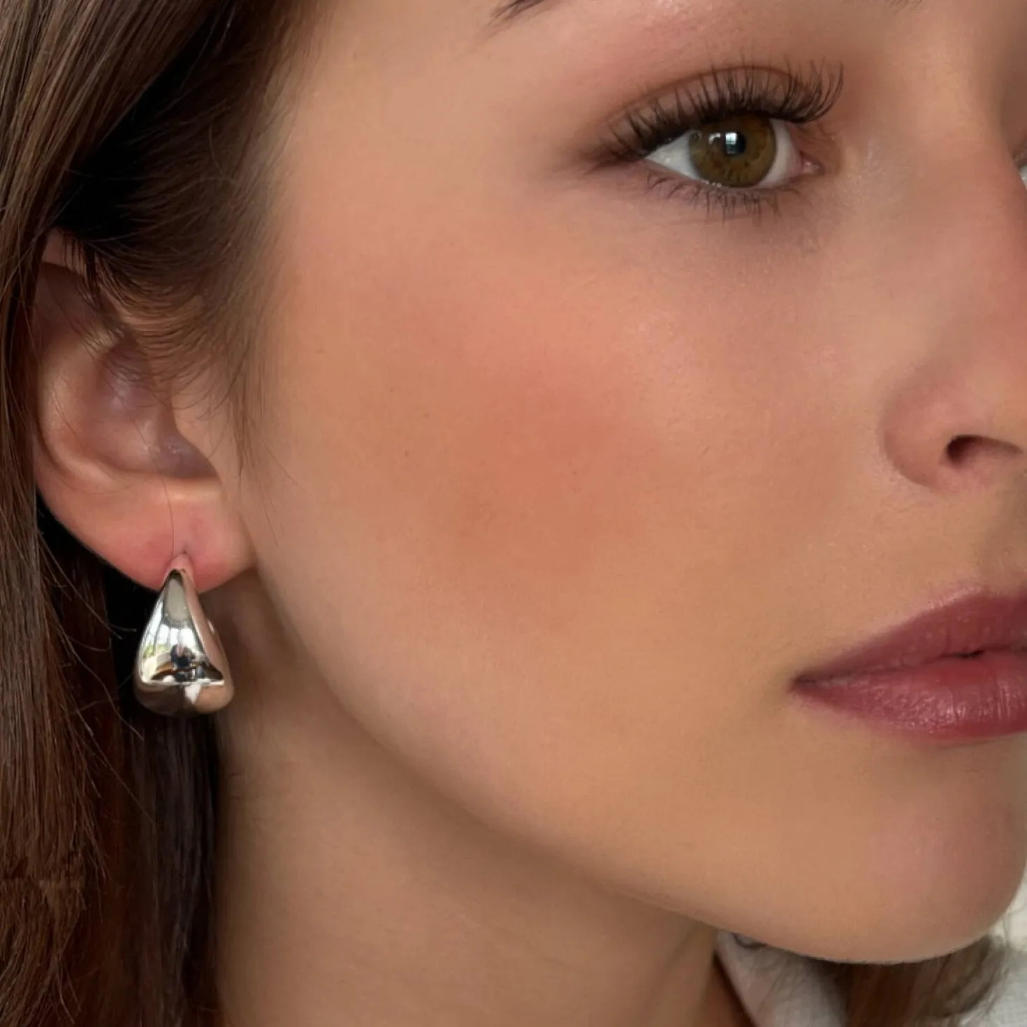 Absolute Silver Chunky Half Hoop Earrings
