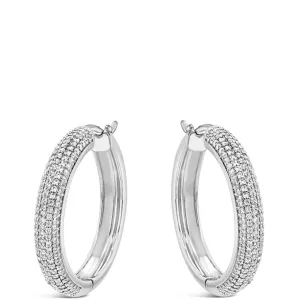 Absolute Silver Sparkly Chunky Large Hoop Earrings