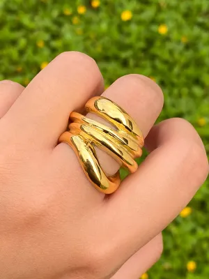 Anillo Triple Irregular Chunky