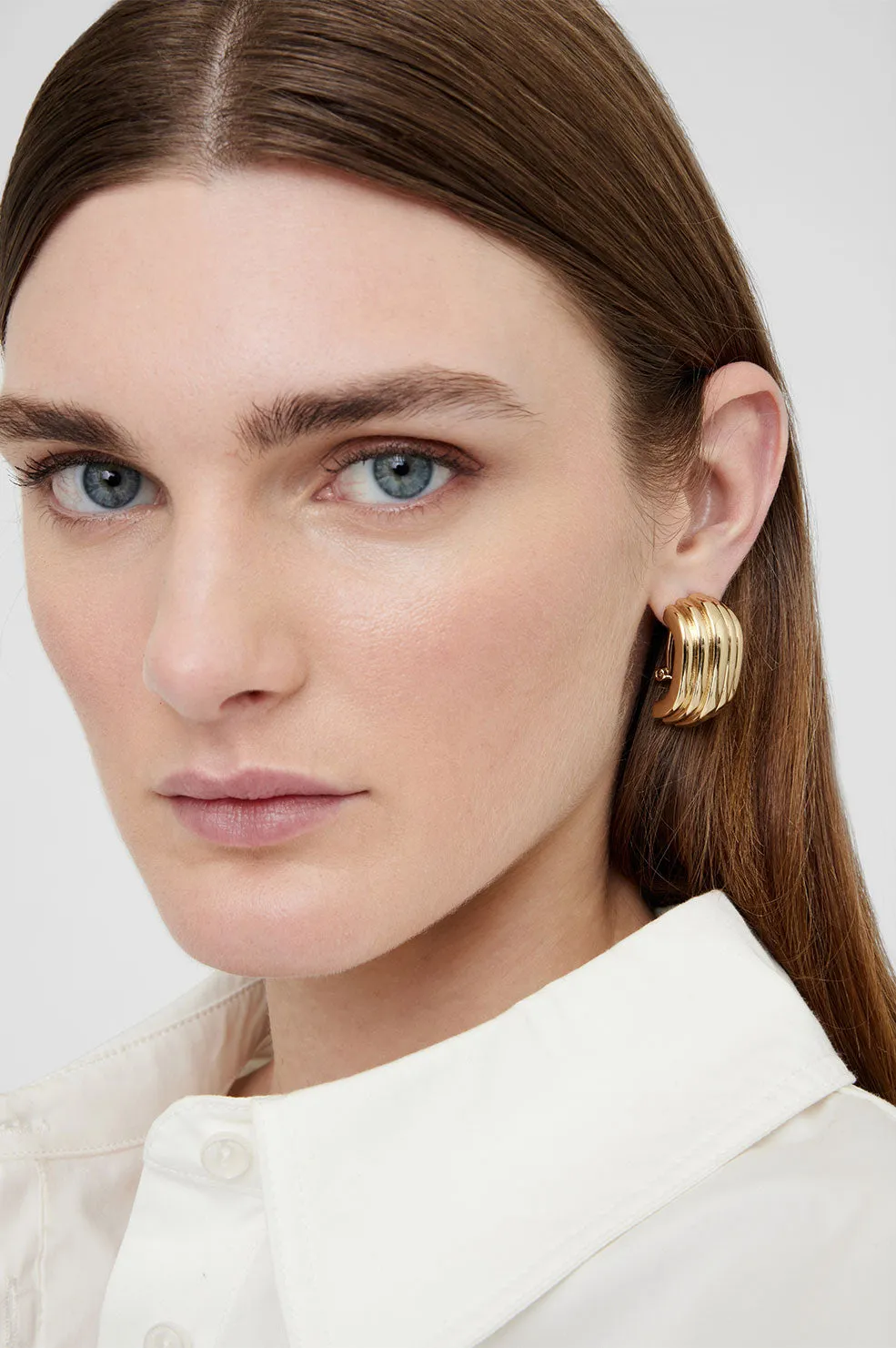 Chunky Ribbed Earrings - Gold