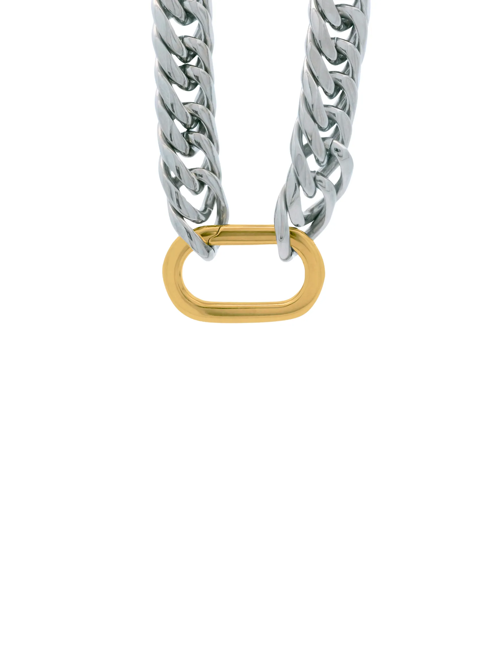 Collar Combinado Eslabon Con Broche Rectangular