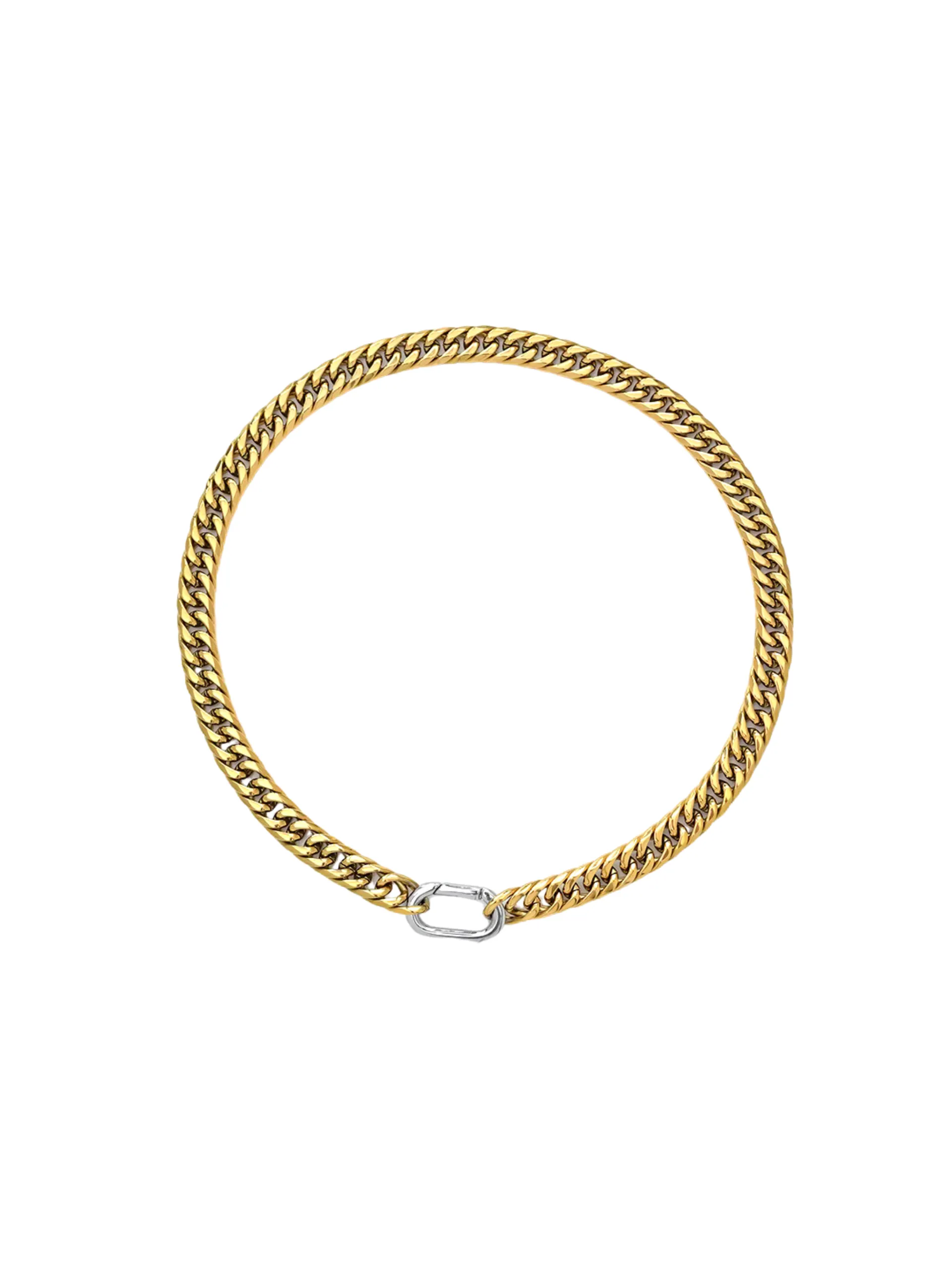 Collar Combinado Eslabon Con Broche Rectangular
