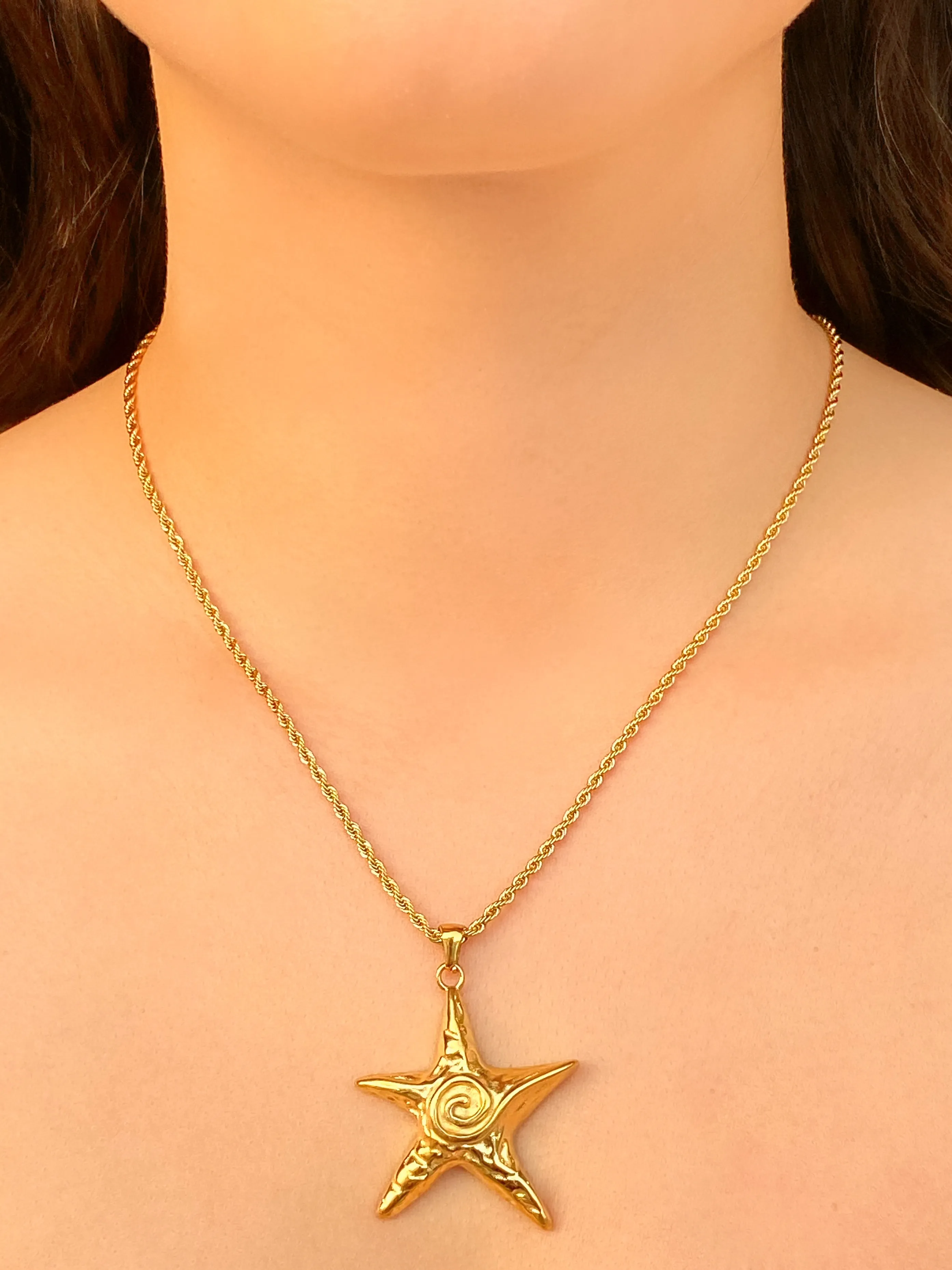 Collar Trenzado Con Dije Estrella Chunky