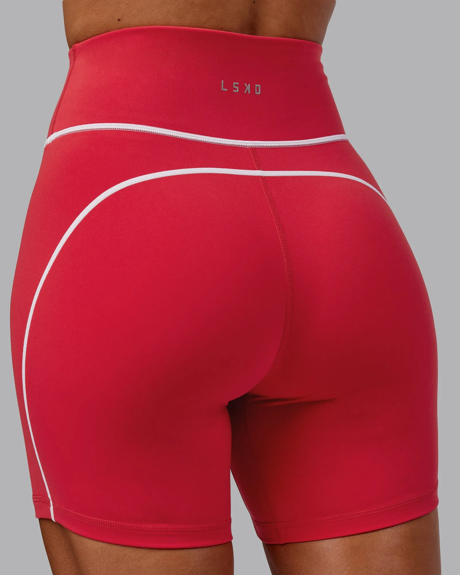Contrast Mid Length Short Tights - Scarlet-White