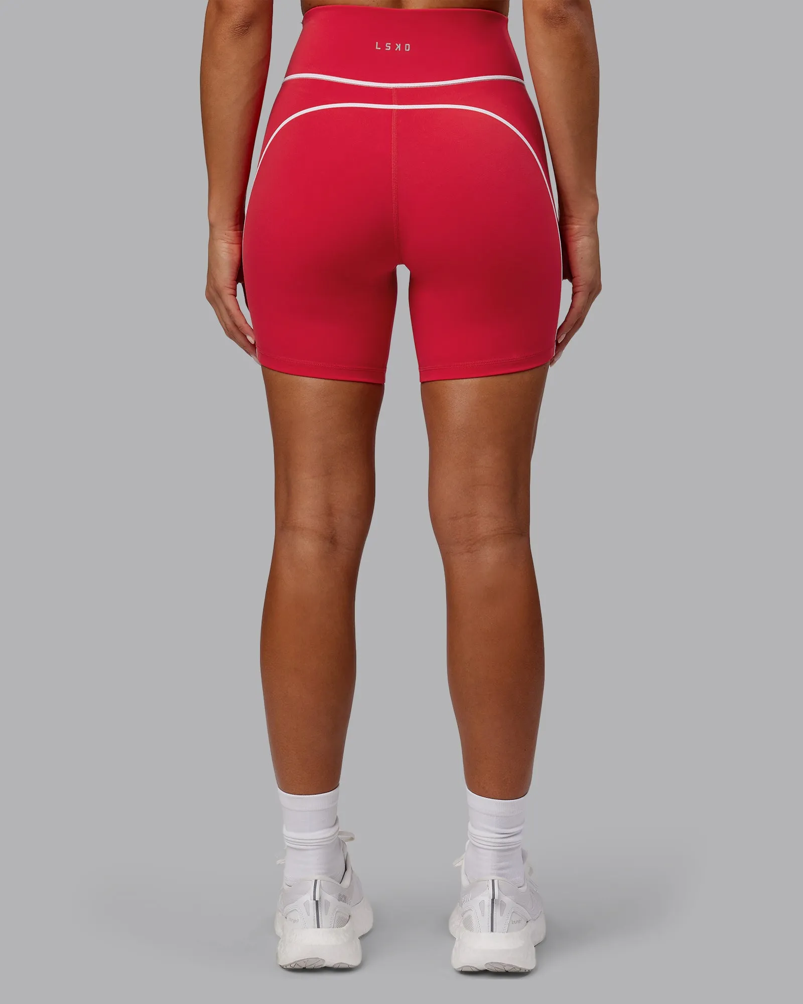 Contrast Mid Length Short Tights - Scarlet-White
