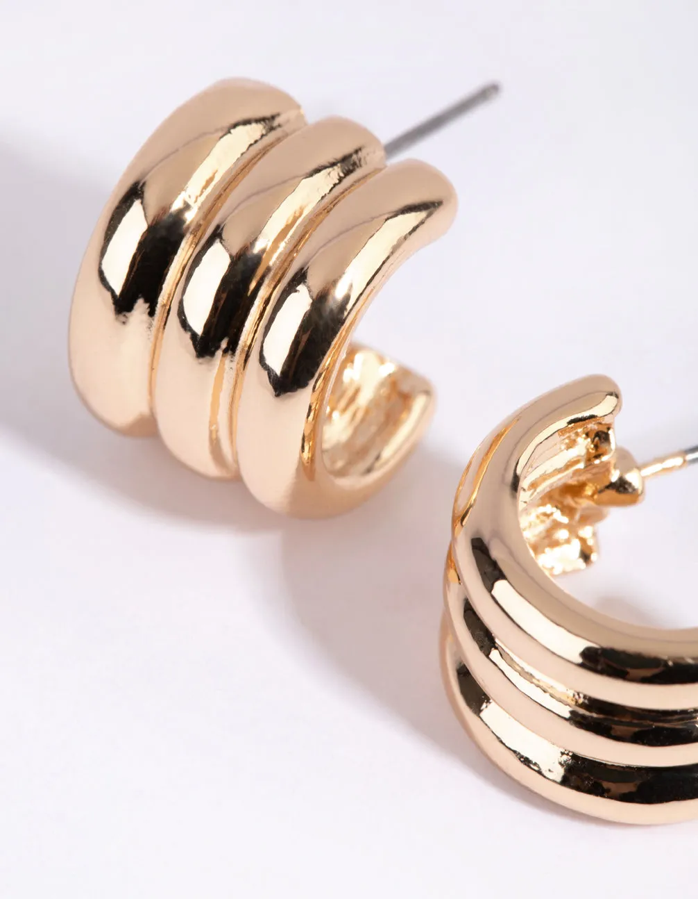 Gold Tube Huggie Earrings