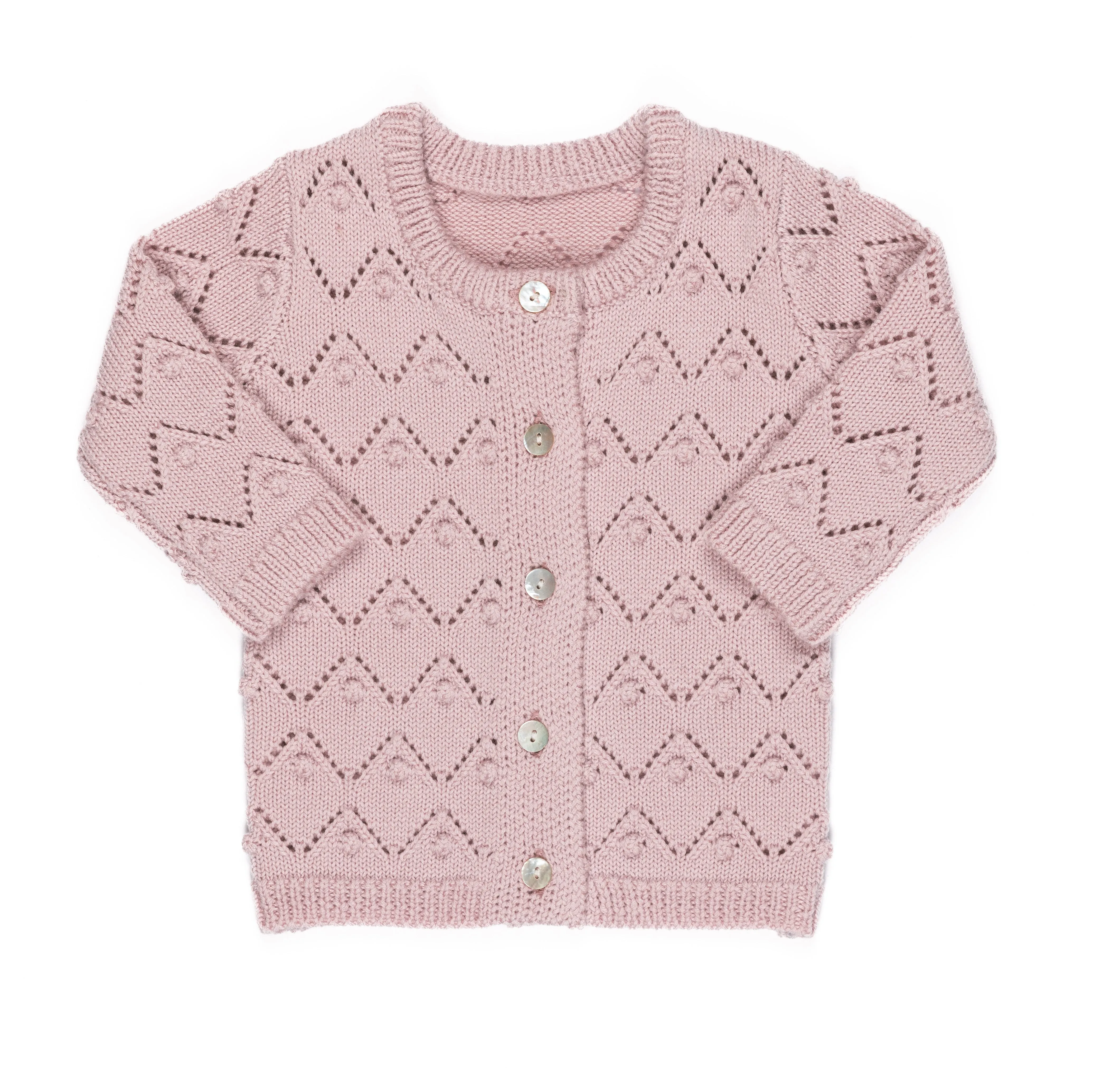 Kipp Pink Pointelle Cardigan & Bonnet Set