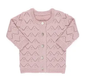 Kipp Pink Pointelle Cardigan & Bonnet Set