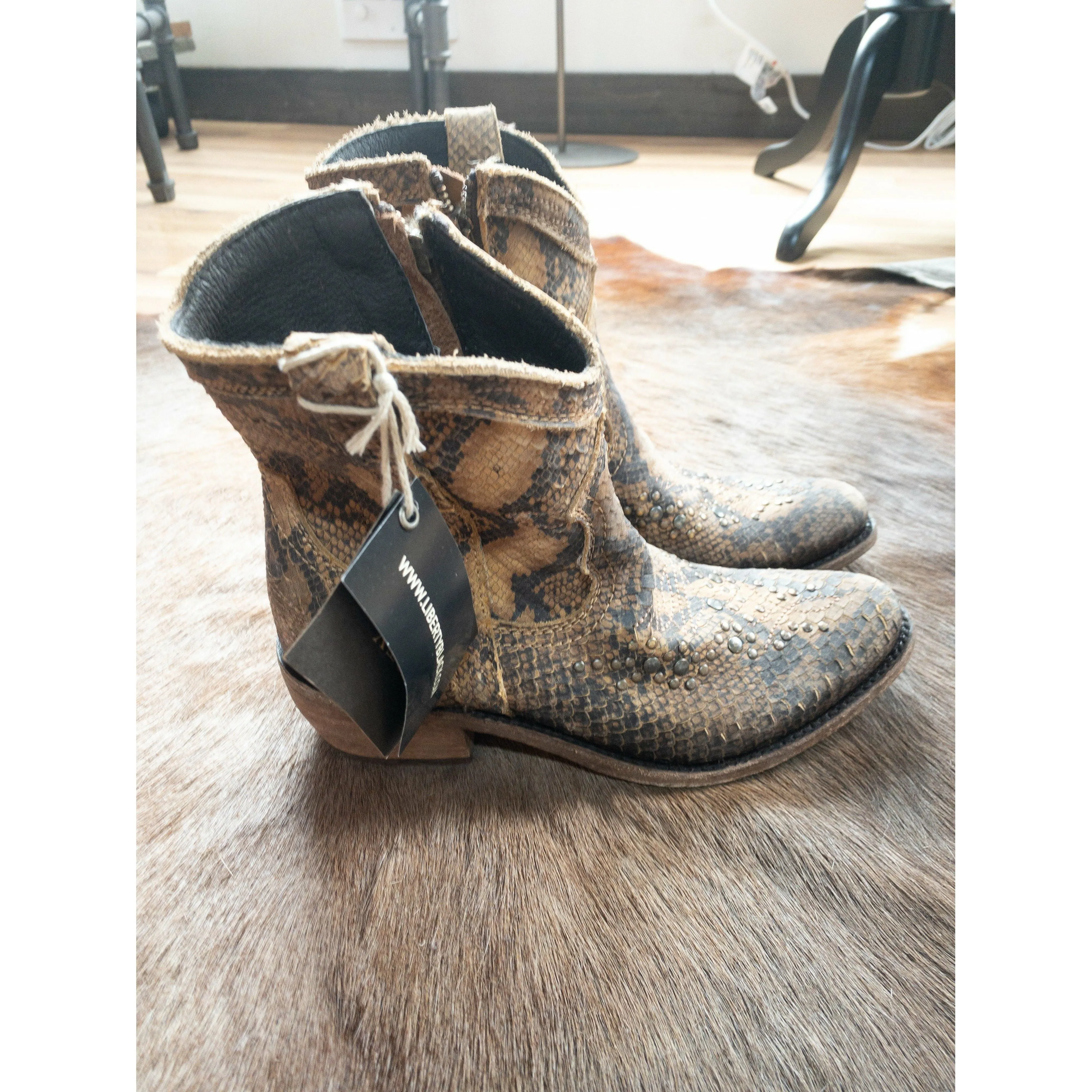 Liberty Black Python Printed Bootie