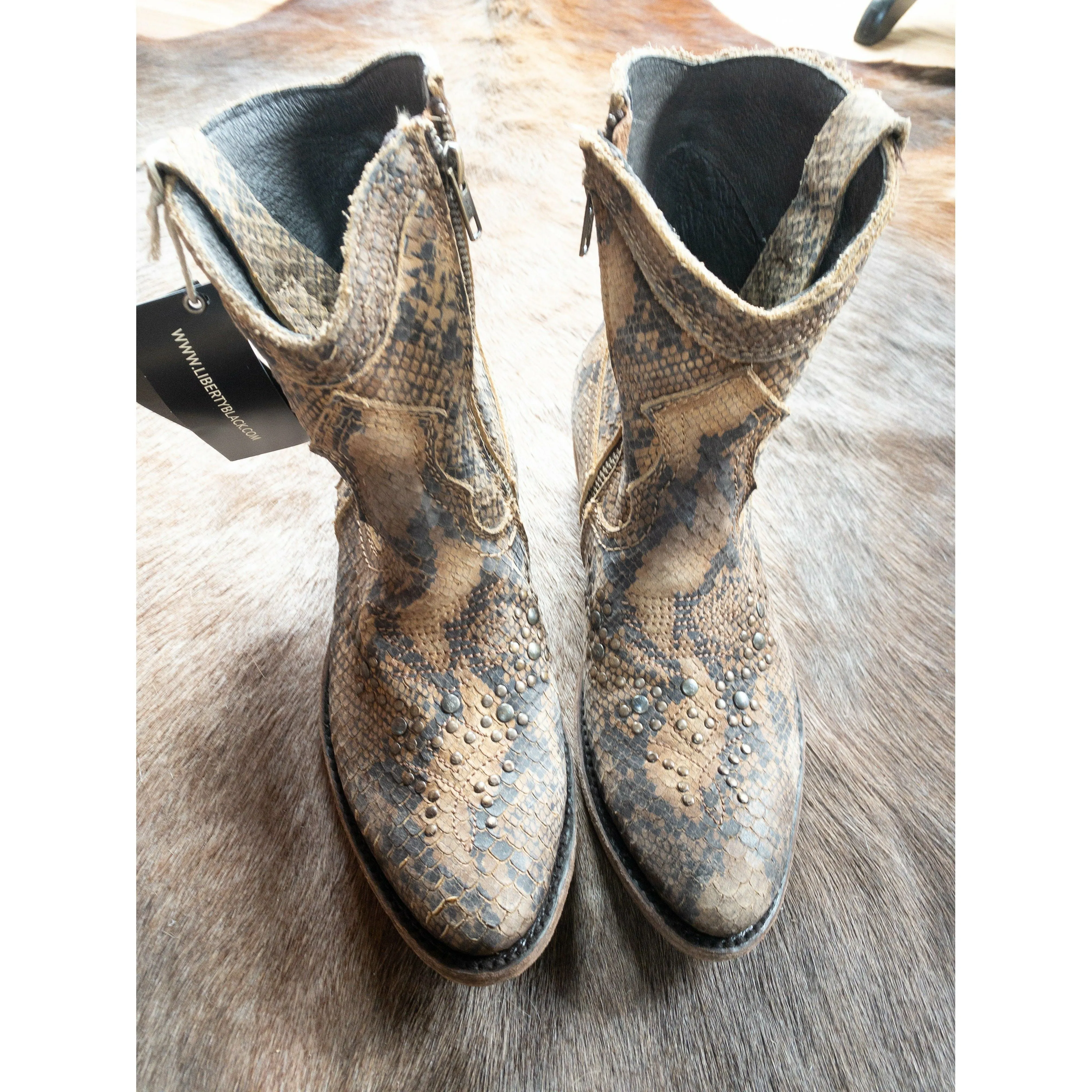 Liberty Black Python Printed Bootie