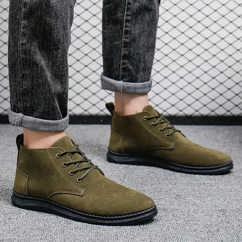 Men's Suede Ankle Boots – Stylish, Lightweight, Lace-Up Casual Footwear