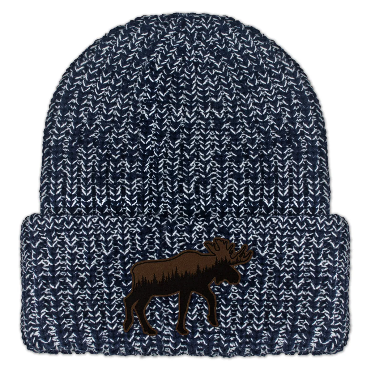 Moose Tree Skyline Leather Patch Chunky Knit