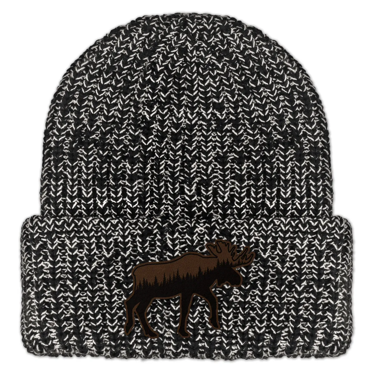 Moose Tree Skyline Leather Patch Chunky Knit