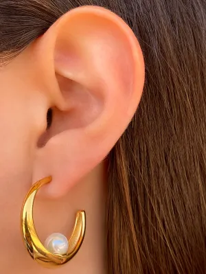 Par Semi Arracada Con Perla