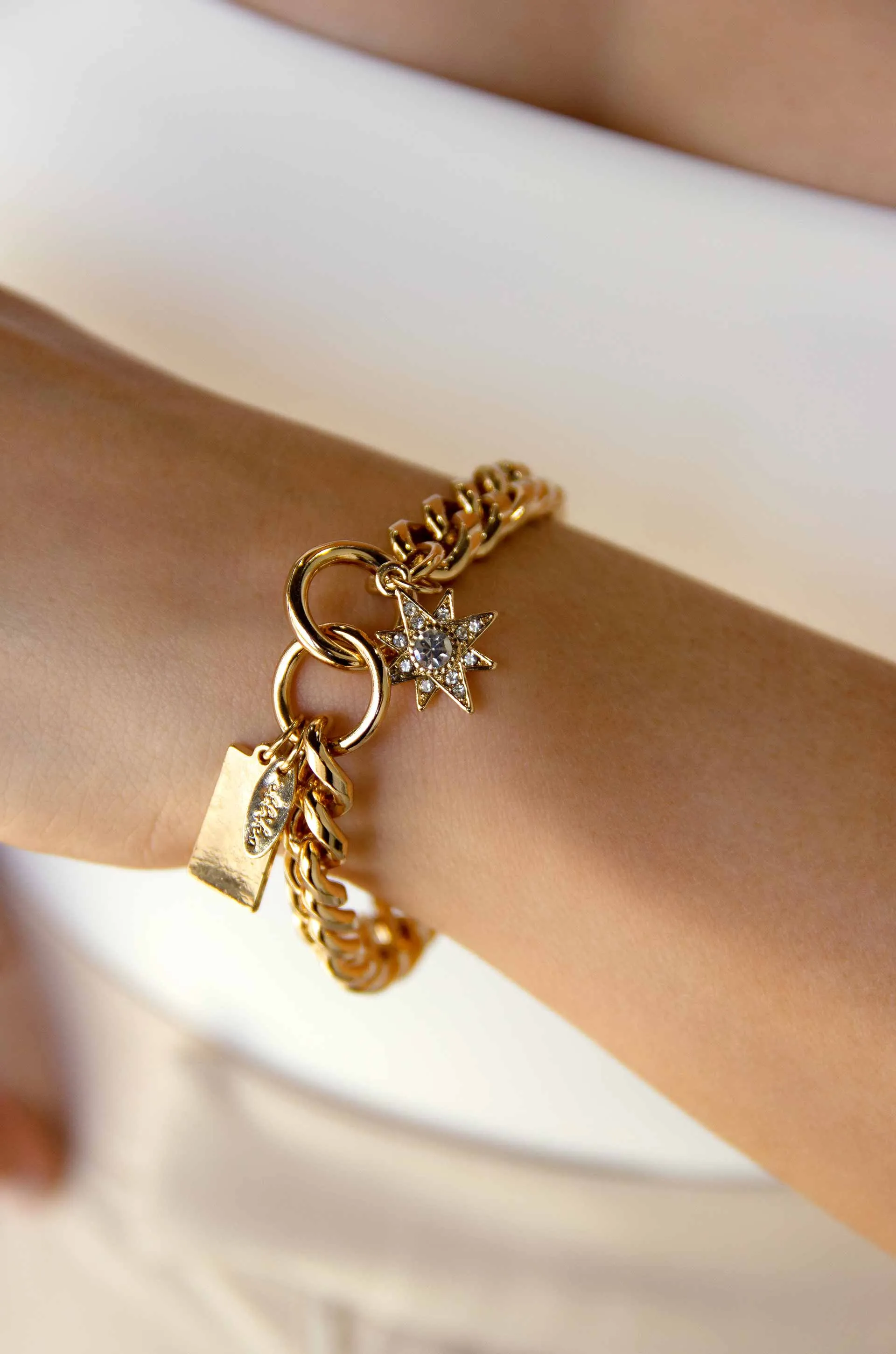 Starry Charms 18k Gold Plated Chain Link Bracelet