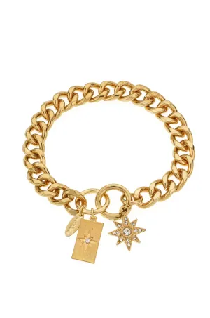 Starry Charms 18k Gold Plated Chain Link Bracelet