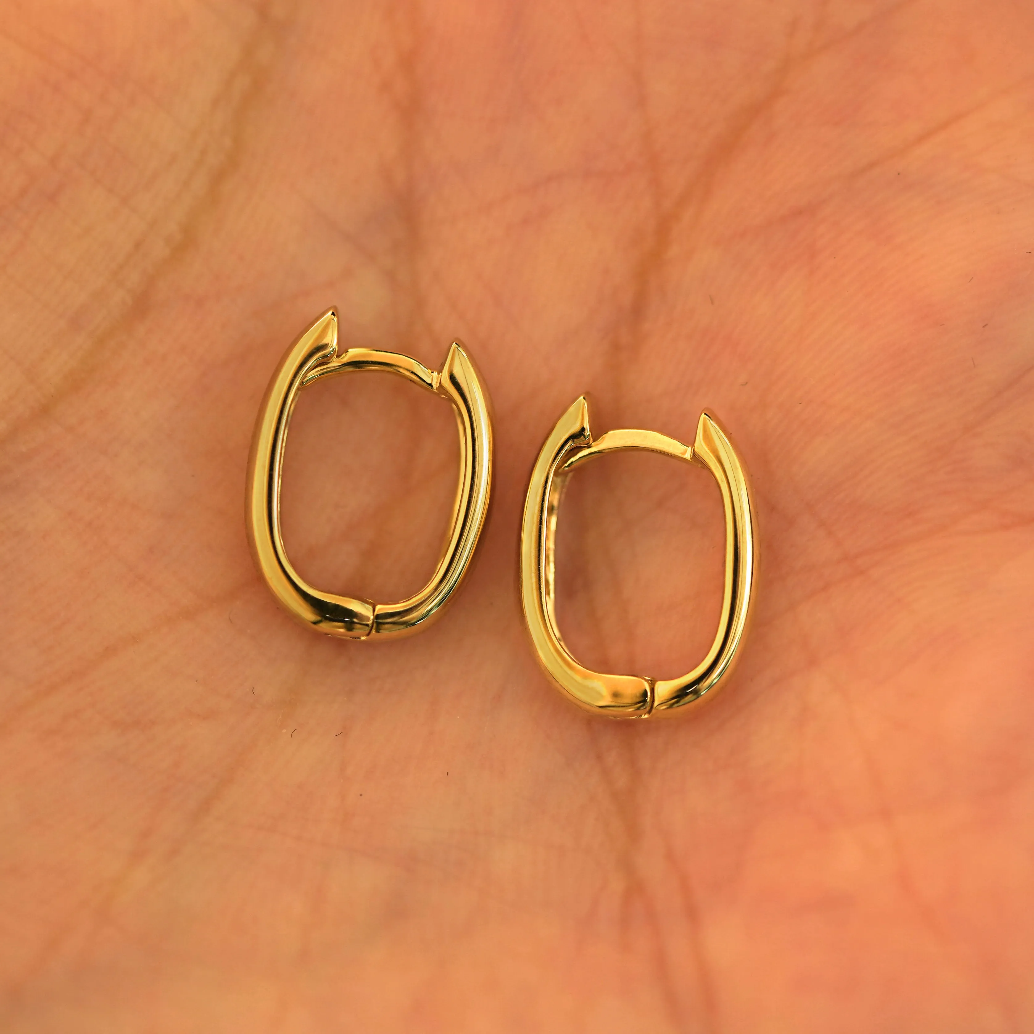 Thick Oval Huggie Hoops