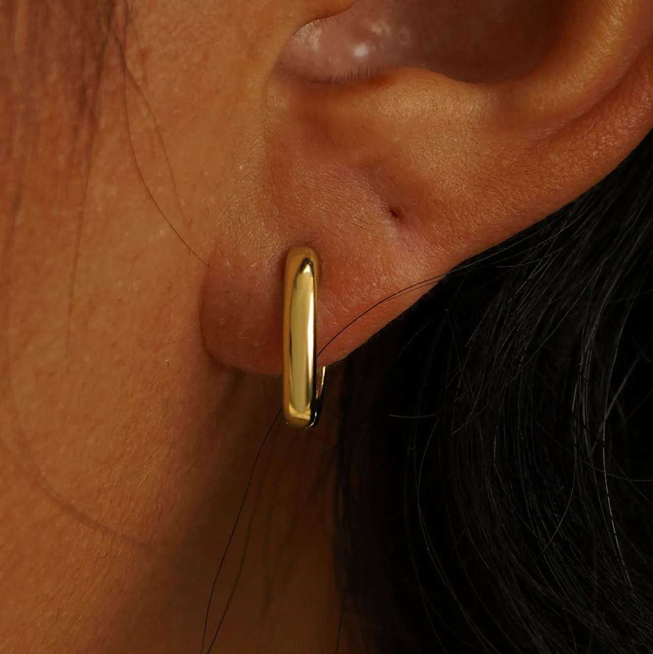 Thick Oval Huggie Hoops
