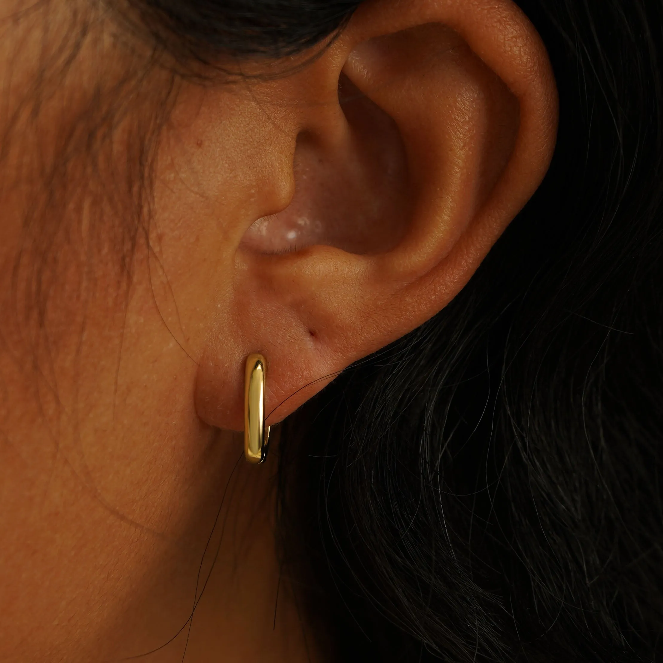 Thick Oval Huggie Hoops