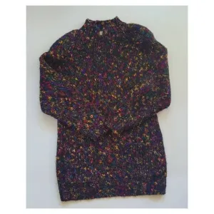 Vintage 90's Colorful Black Chunky Knit Fall Sweater.