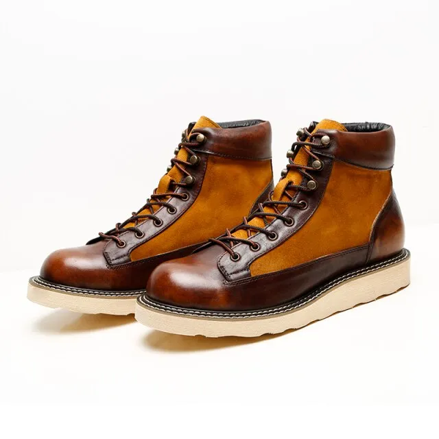 Vintage Safety Genuine Leather Ankle Boots Male