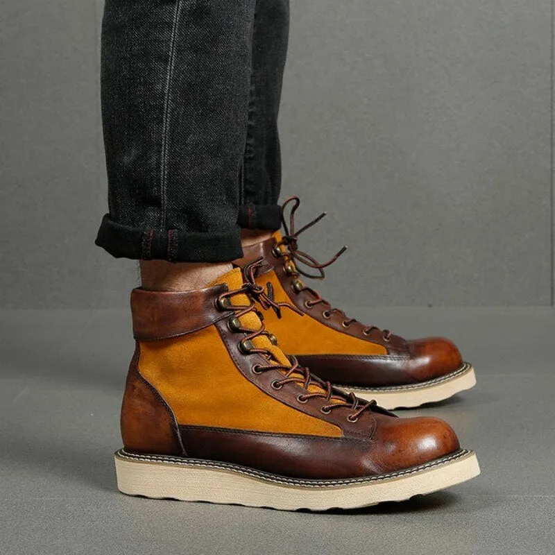 Vintage Safety Genuine Leather Ankle Boots Male