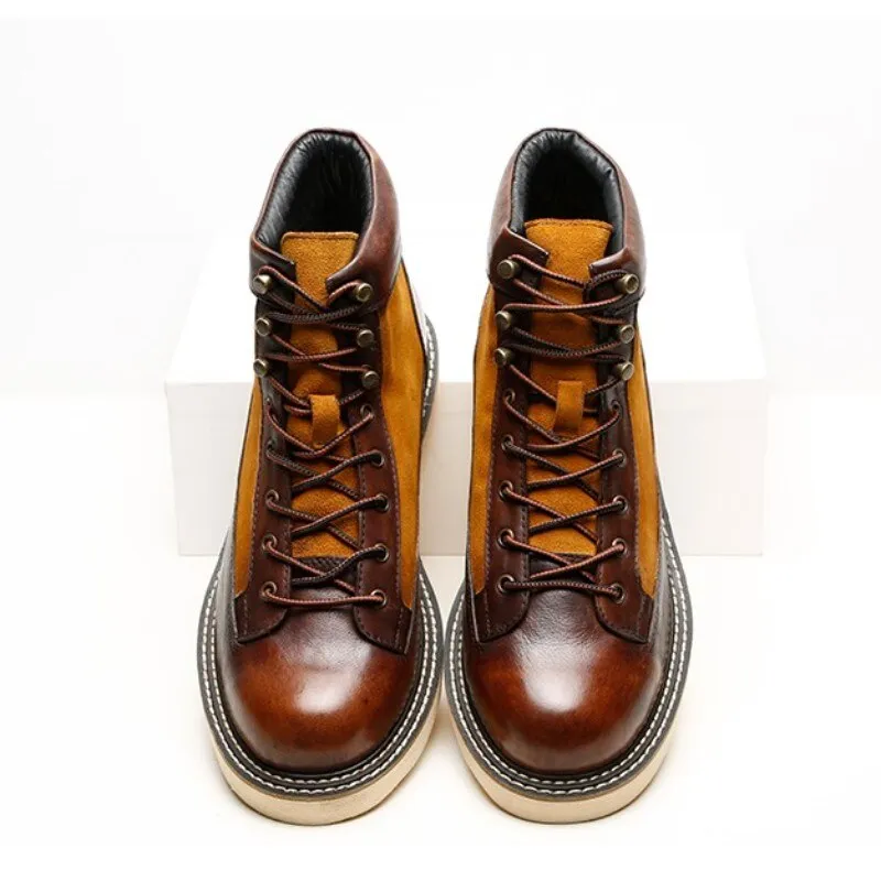 Vintage Safety Genuine Leather Ankle Boots Male